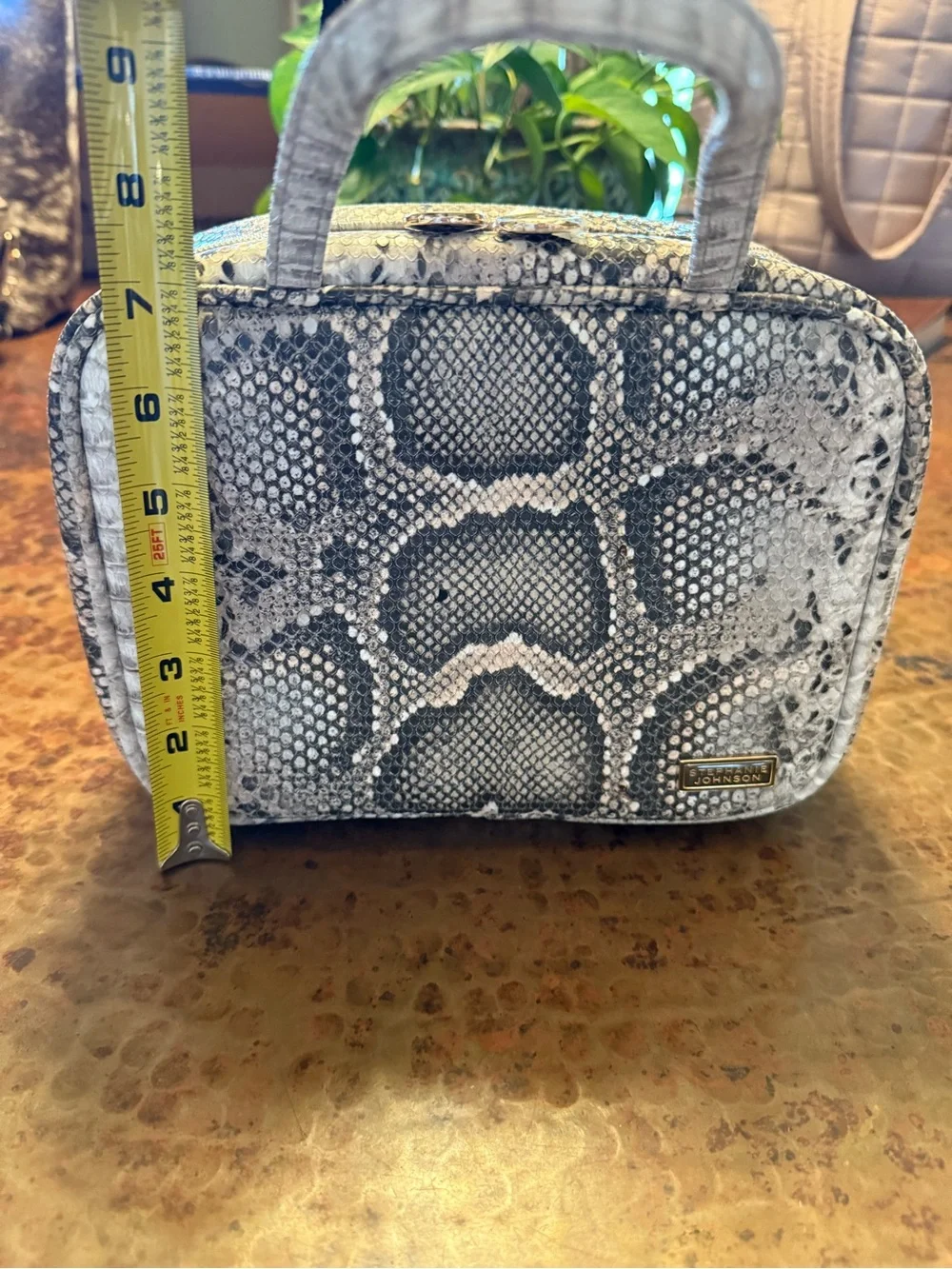 Stephanie Johnson Gray Snake-Print Tote Bag